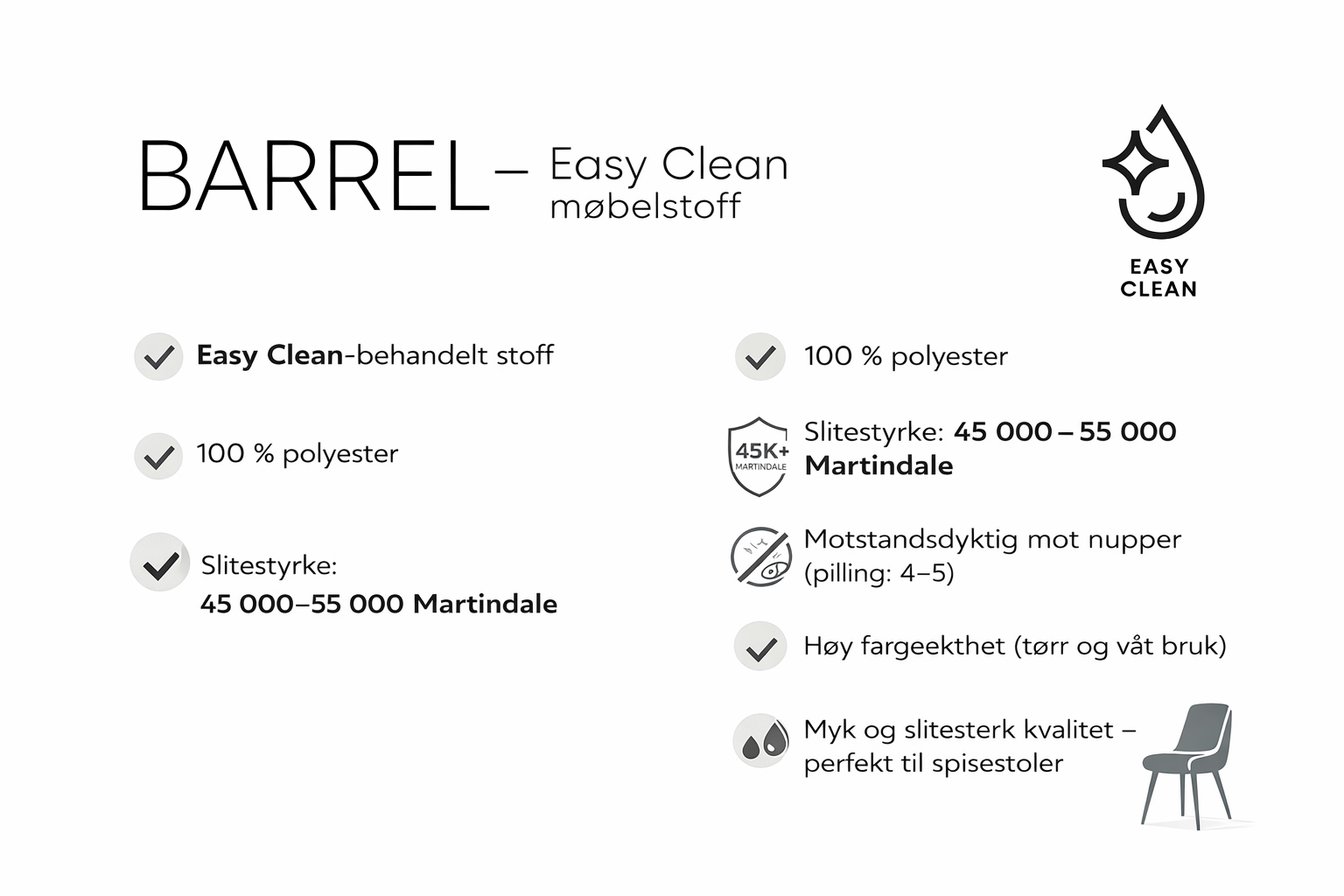 Fido Spisestol – 180° Roterbar med Davis Barrel-stoff